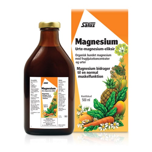 Salus Magnesium flydende magnesiumtilskud med frugtjuice og økologiske urter, 500 ml