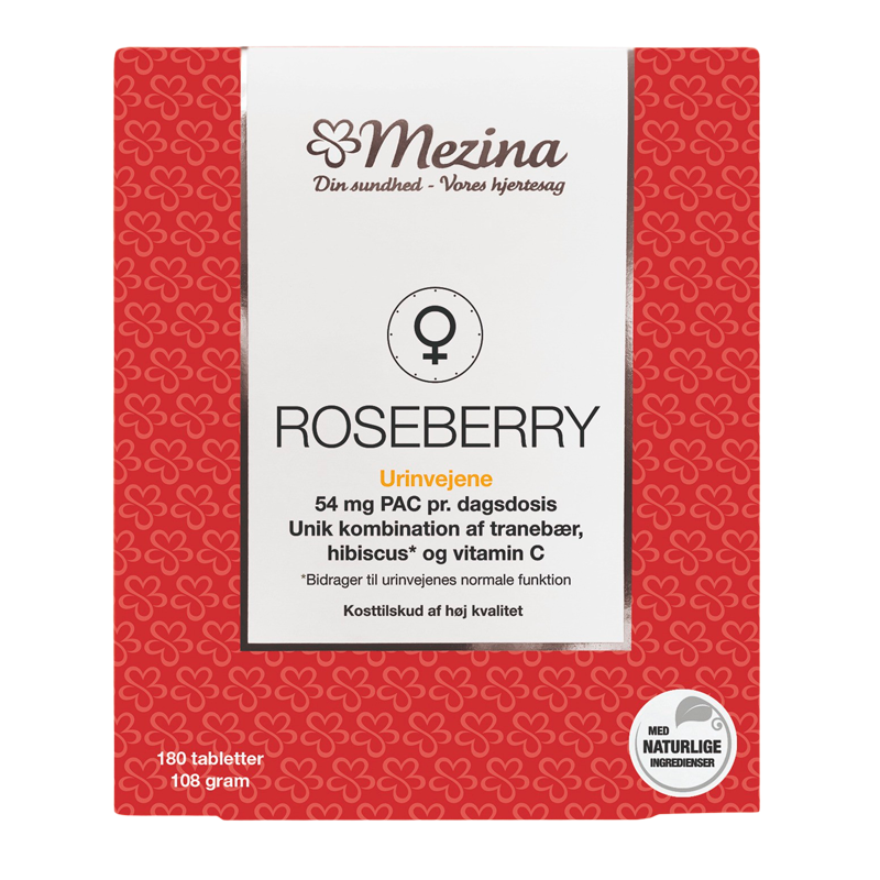 Pakning med Mezina Roseberry kosttilskud, 180 tabletter