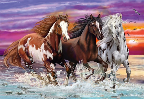 Schmidt børnepuslespil Trio of Wild Horses med 200 brikker til børn på 8-10 år