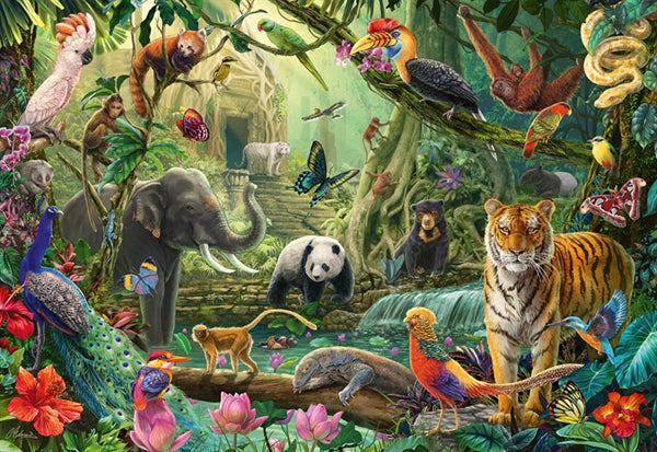 Schmidt-puslespil Colourful Jungle Wildlife med 100 brikker