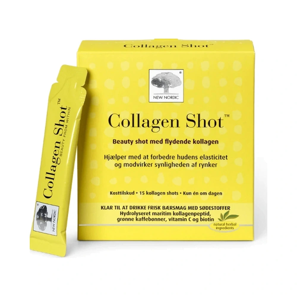 Pakning med New Nordic Collagen Shot, flydende kollagen med bærsmag