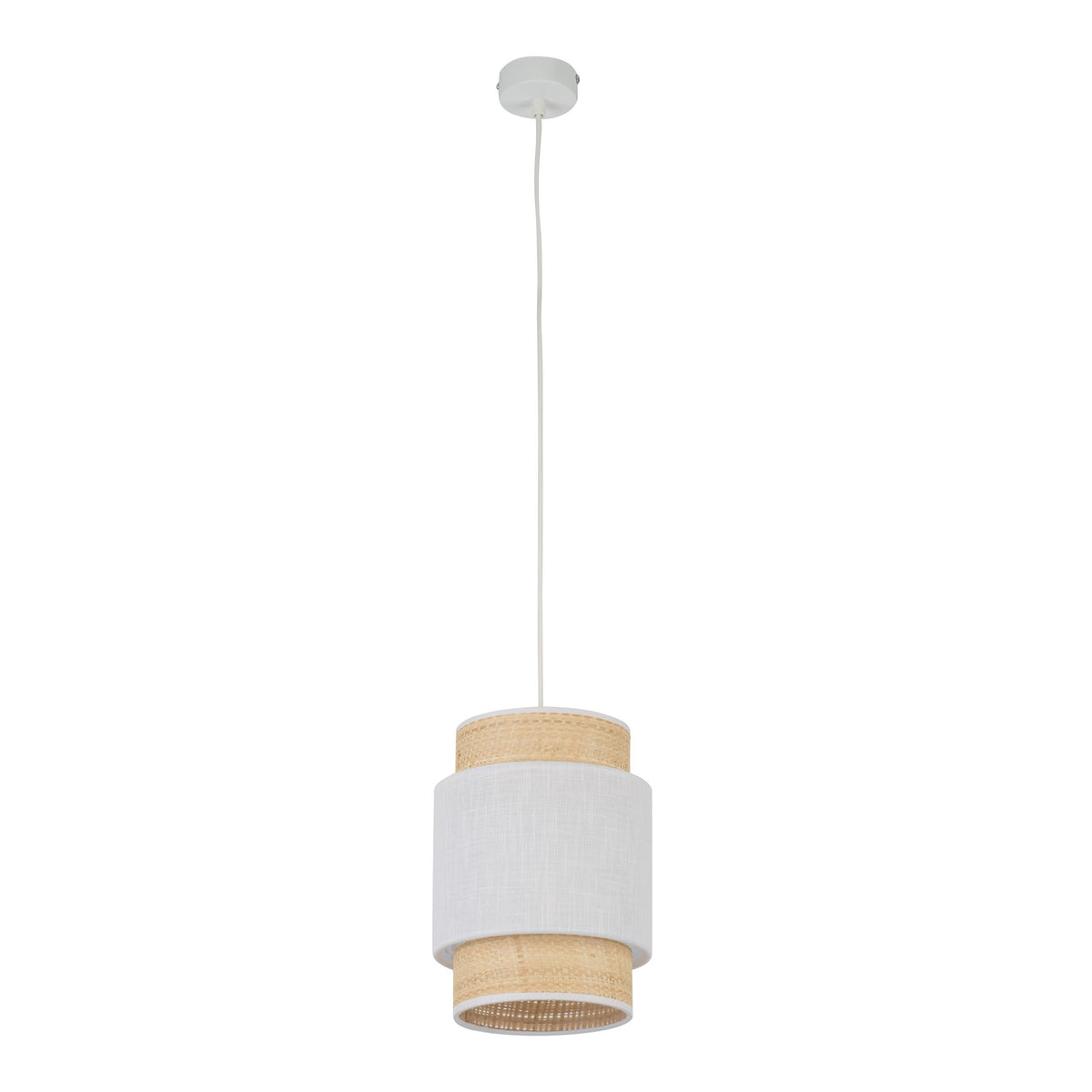 TK Boho loftlampe i natur strå og hvidt stof