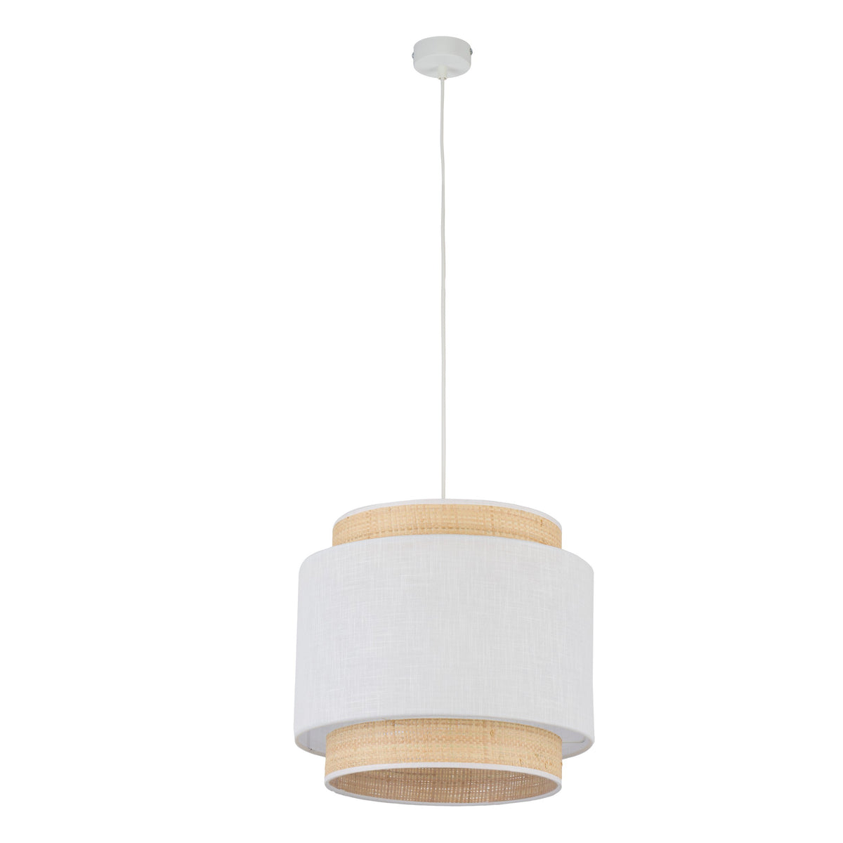 TK Boho loftlampe i natur strå og hvidt stof