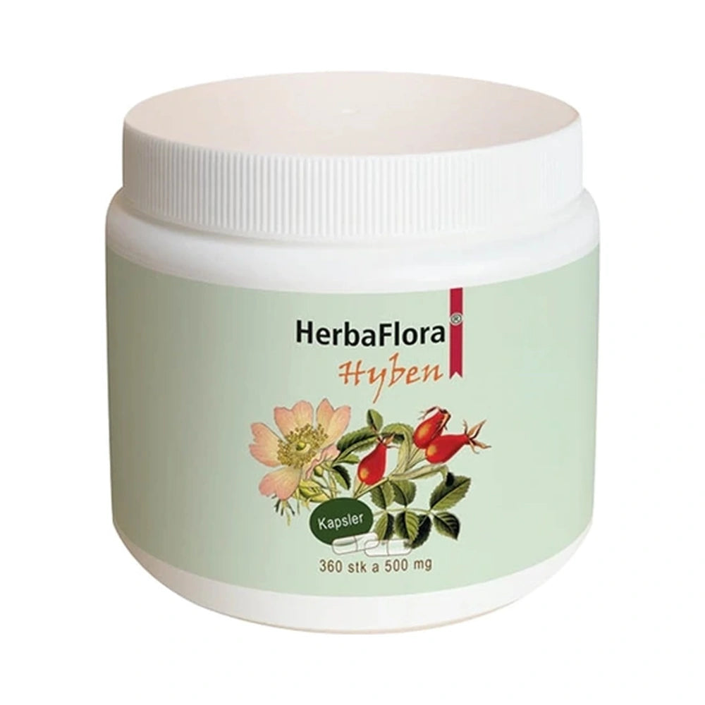 Pakning med HerbaFlora hybenkapsler, 500 mg, 360 stk