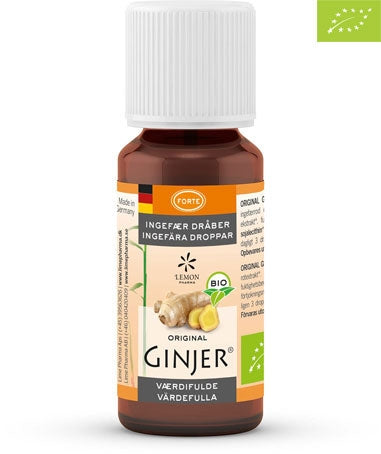Flaske med Lemon Pharma Original Ginjer-dråber, økologiske ingefærdråber, 20 ml