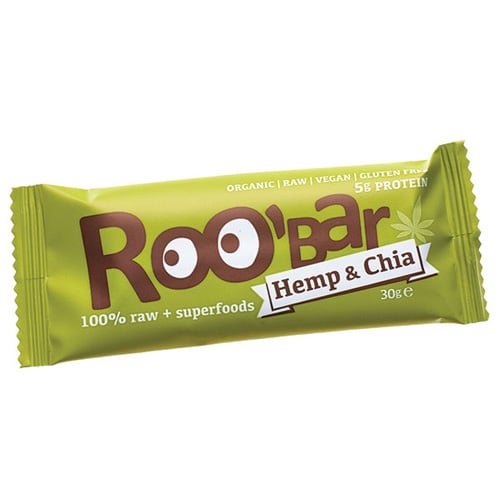 Roo'Bar Hemp & Chia økologisk snackbar med hamp og chia, 30 g