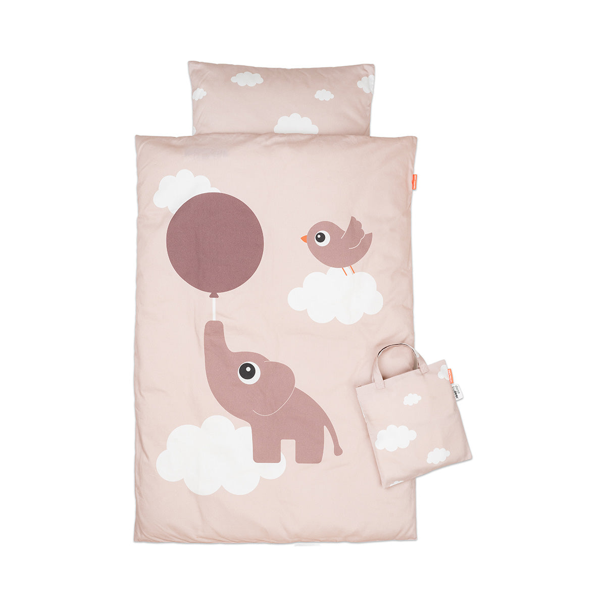 Done by Deer babysengesæt i pudderfarve med elefanten Elphee og Birdee blandt skyerne