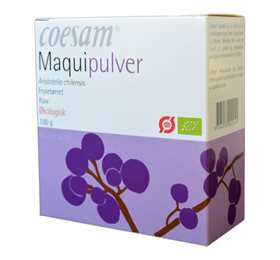 Pakning med Coesam økologisk maquipulver af frystørrede maquibær, 100 g