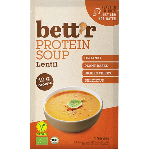 Pakke med bettr protein suppe med linser, økologisk, 30 gram