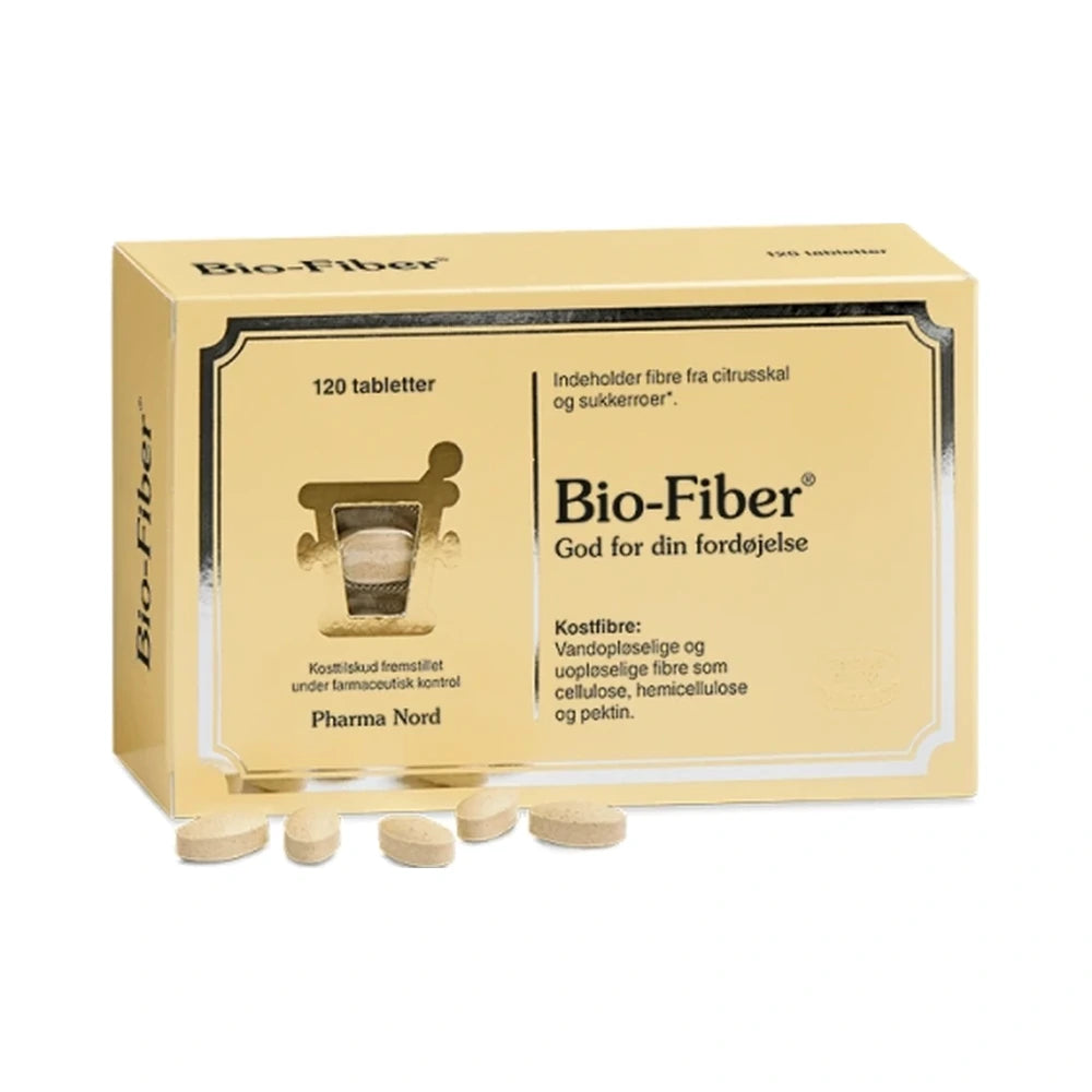 Pakning med Pharma Nord Bio-Fiber kosttilskud, 120 tabletter med kostfibre fra sukkerroer og æbler
