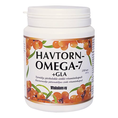 Vitabalans Oy Havtorn Omega 7+GLA kosttilskud, 150 kapsler