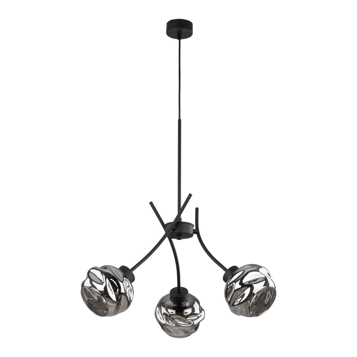TK Zulia loftlampe med 3 skærme i glas og sort metal