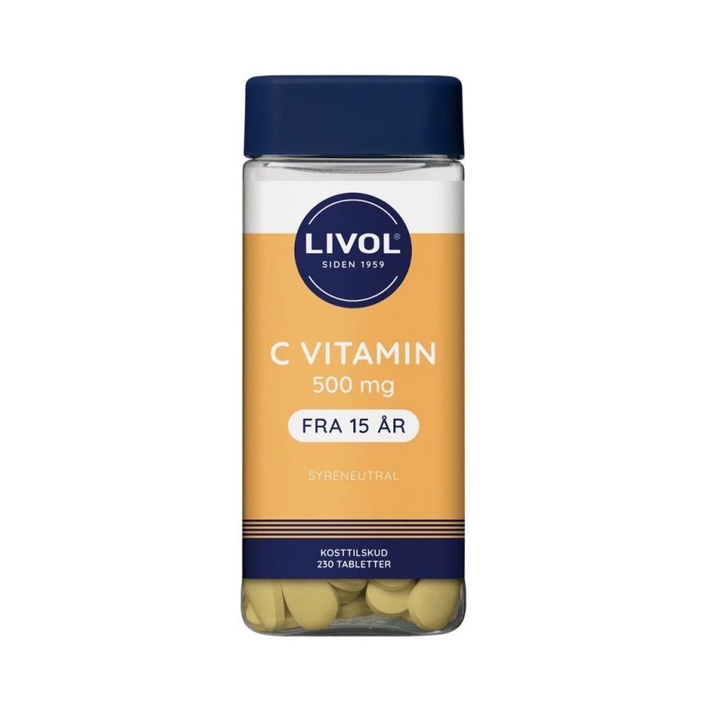 Pakning med Livol C-vitamin 500 mg syreneutral, 230 tabletter
