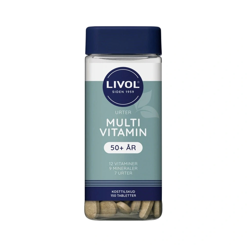 Pakning med Livol Multivitamin med urter 50+, kosttilskud med vitaminer og mineraler, 150 stk