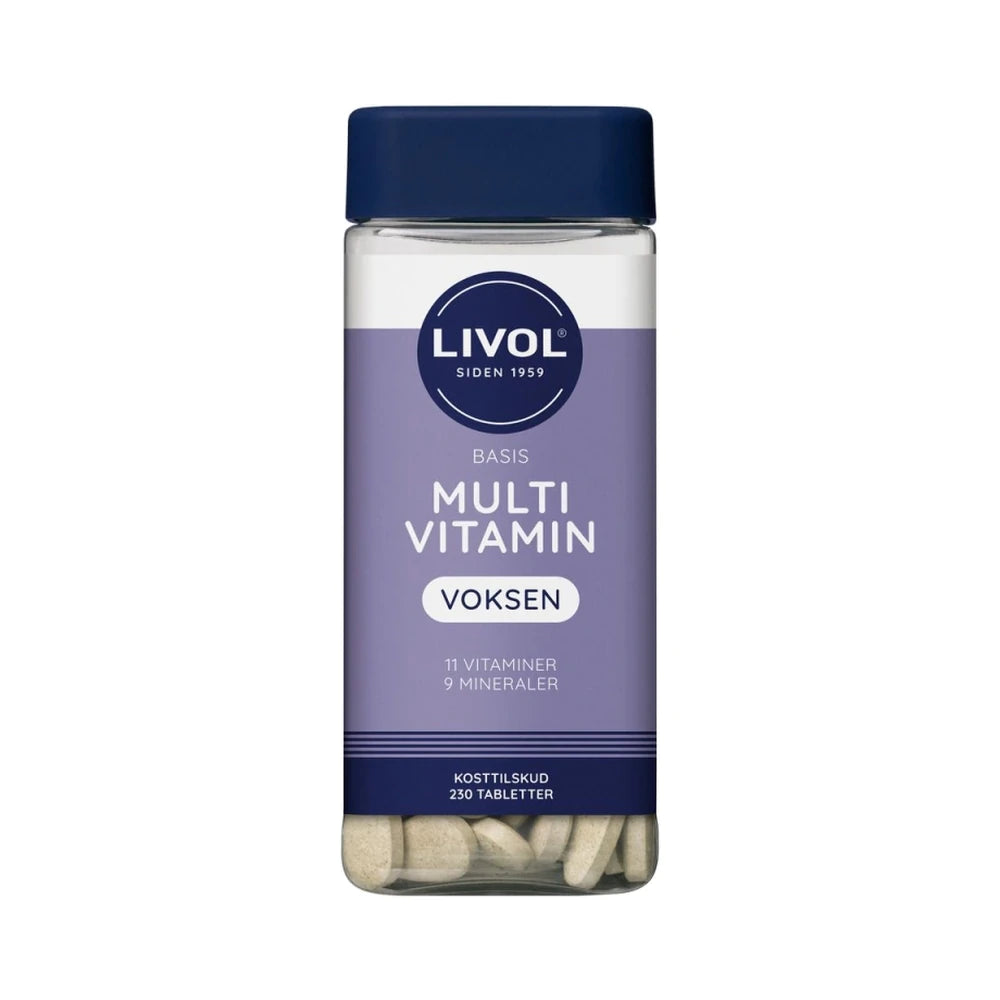 Pakning med Livol Multivitamin Basis Voksen med magnesium, 230 tabletter