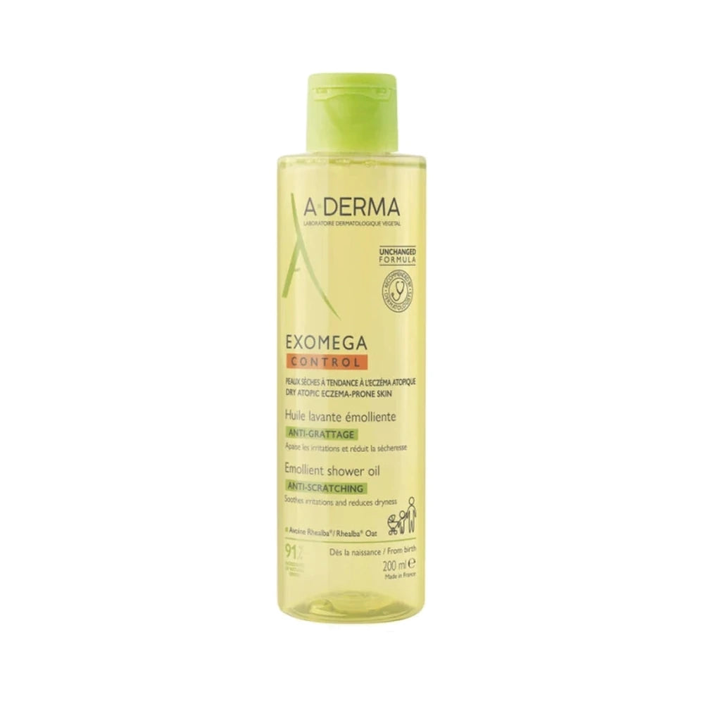 A-Derma Exomega Control Shower Oil vaskeolie til tør og atopisk hud, 200 ml