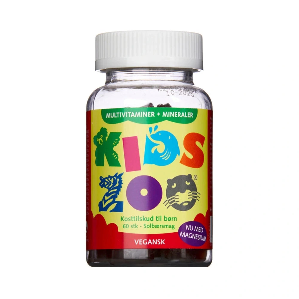 Pakning med Kids Zoo multivitamin-vingummier til børn, 60 stk