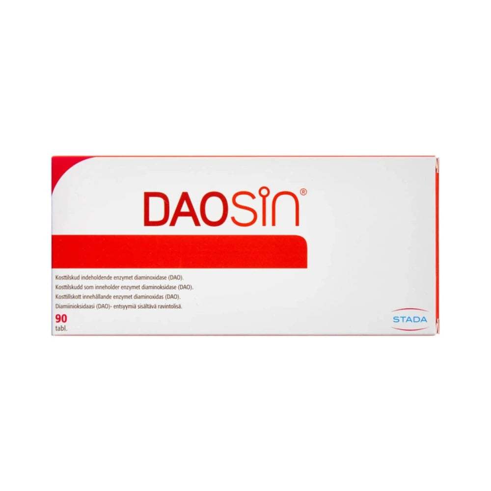 Pakning med Daosin tabletter, kosttilskud med enzymet DAO, 90 stk
