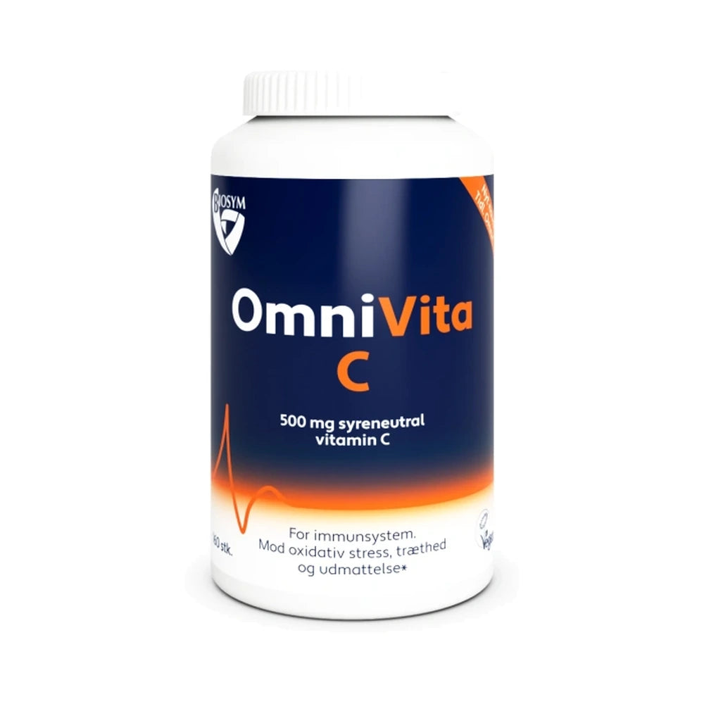Pakning med Biosym OmniVita C vegansk kosttilskud med C-vitamin, 160 stk