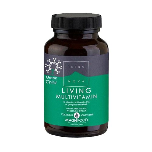 Terranova Living multivitamin Green Child til børn, pakning med 50 kapsler