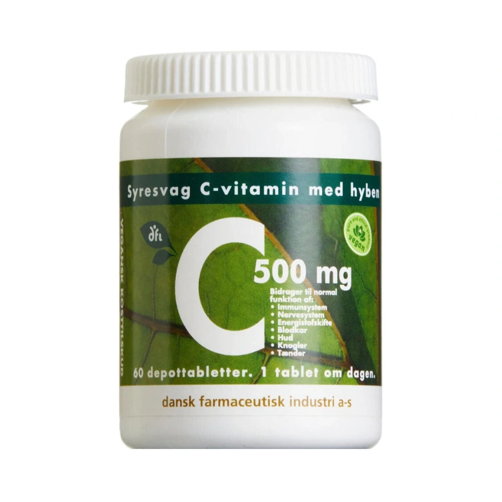 Pakning med Grønne Vitaminer C500 C-vitamin tabletter, 60 stk