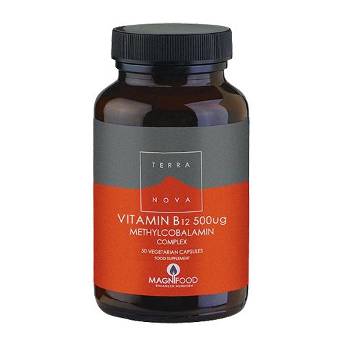 Pakke med Terranova Vitamin B12 500 mcg kapsler, 50 stk