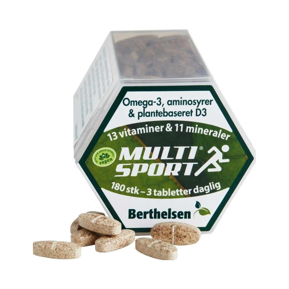 Pakning med Berthelsen MultiSport Amino multivitamin, 180 stk
