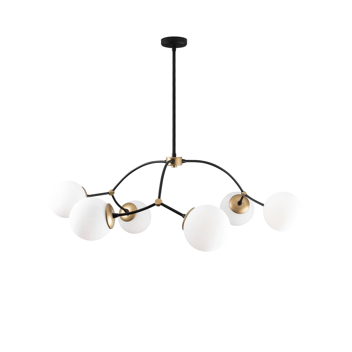 Lumi loftlampe udført i hvidt glas og sort jern