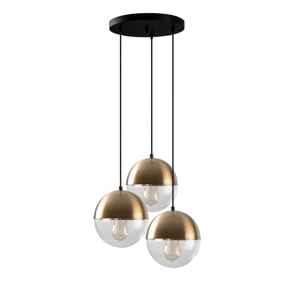 Lumi loftlampe i glas og guldfarvet metal