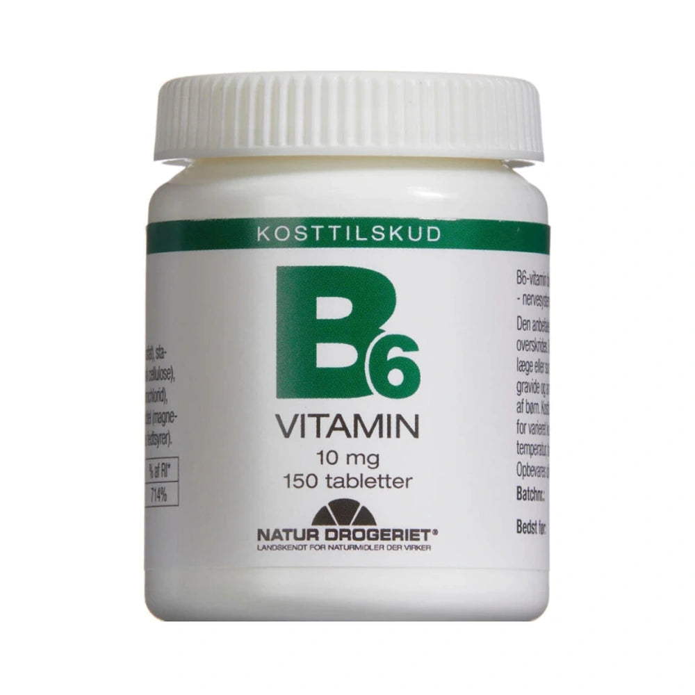 Pakning med Natur Drogeriet B6-vitamin 10 mg tabletter, 150 stk