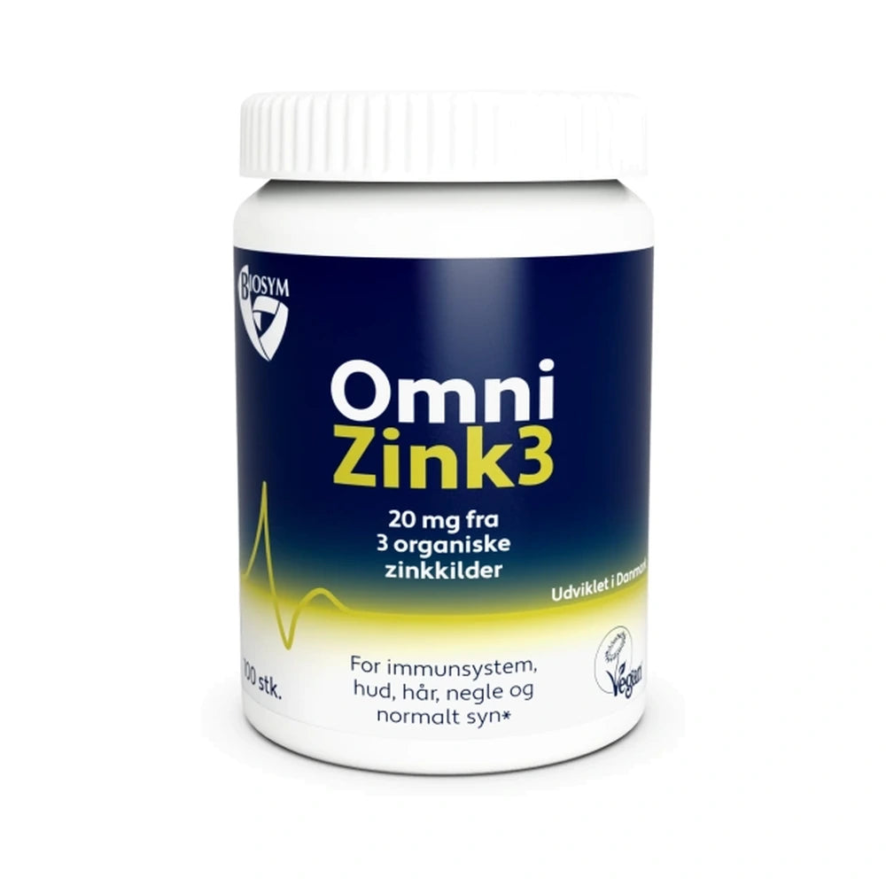 Pakning med Biosym OmniZink3 vegansk zinktilskud, 100 stk