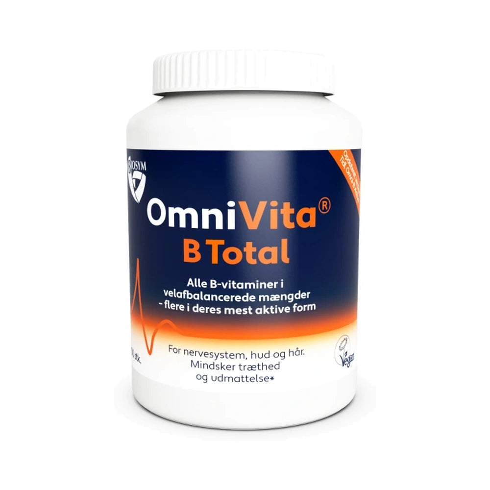 Pakke med Biosym OmniVita B Total B-vitamin, 100 stk