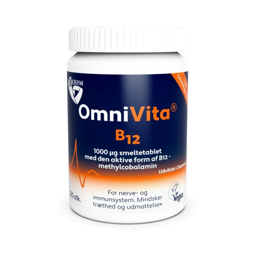 Pakke med Biosym OmniVita B12 tabletter, 100 stk
