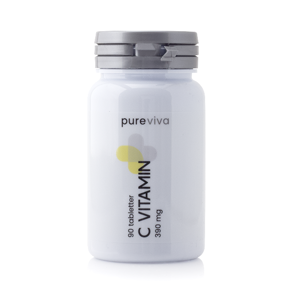 Pureviva C-vitamin 390 mg kosttilskud i pakning med 90 kapsler