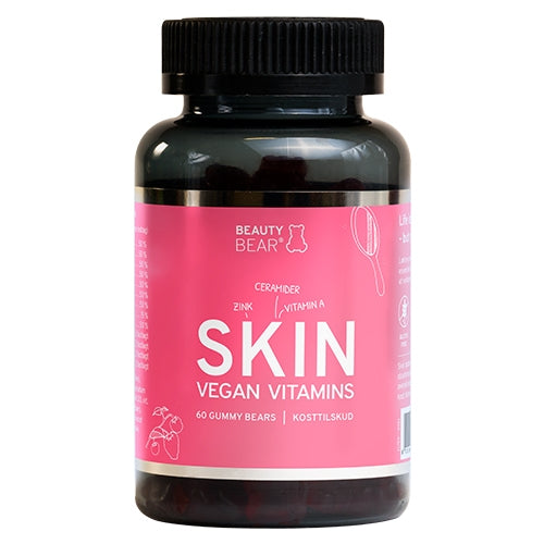 Beauty Bear SKIN Vitamins veganske tyggetabletter med hindbærsmag, 60 stk.