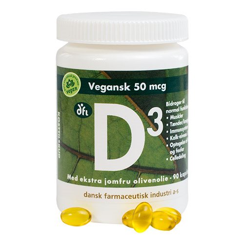 Pakke med DFI D-vitamin 50 mcg vegansk fra Grønne Vitaminer