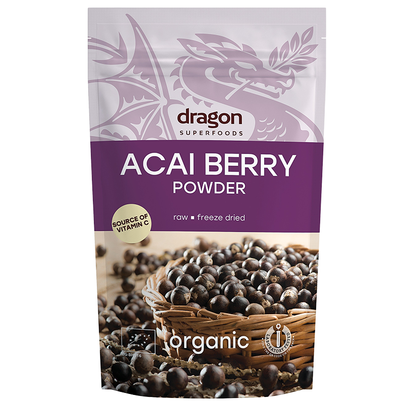 Dragon Superfoods økologisk acaibærpulver i pakke på 75 g