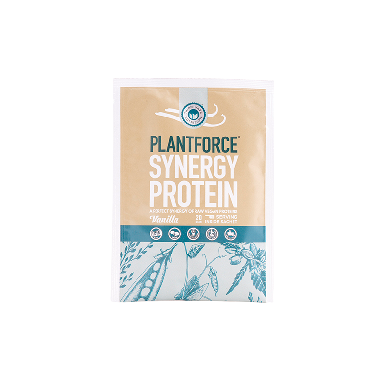 Plantforce Synergy Protein plantebaseret proteinpulver med vaniljesmag