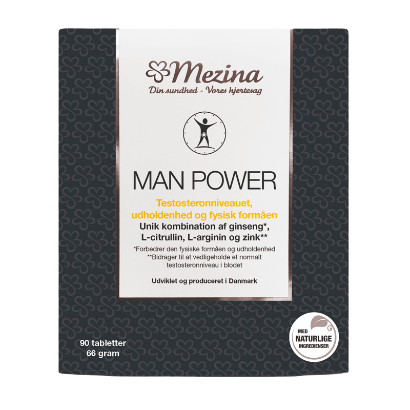 Pakning med Mezina Man Power kosttilskud til mænd, 90 tabletter