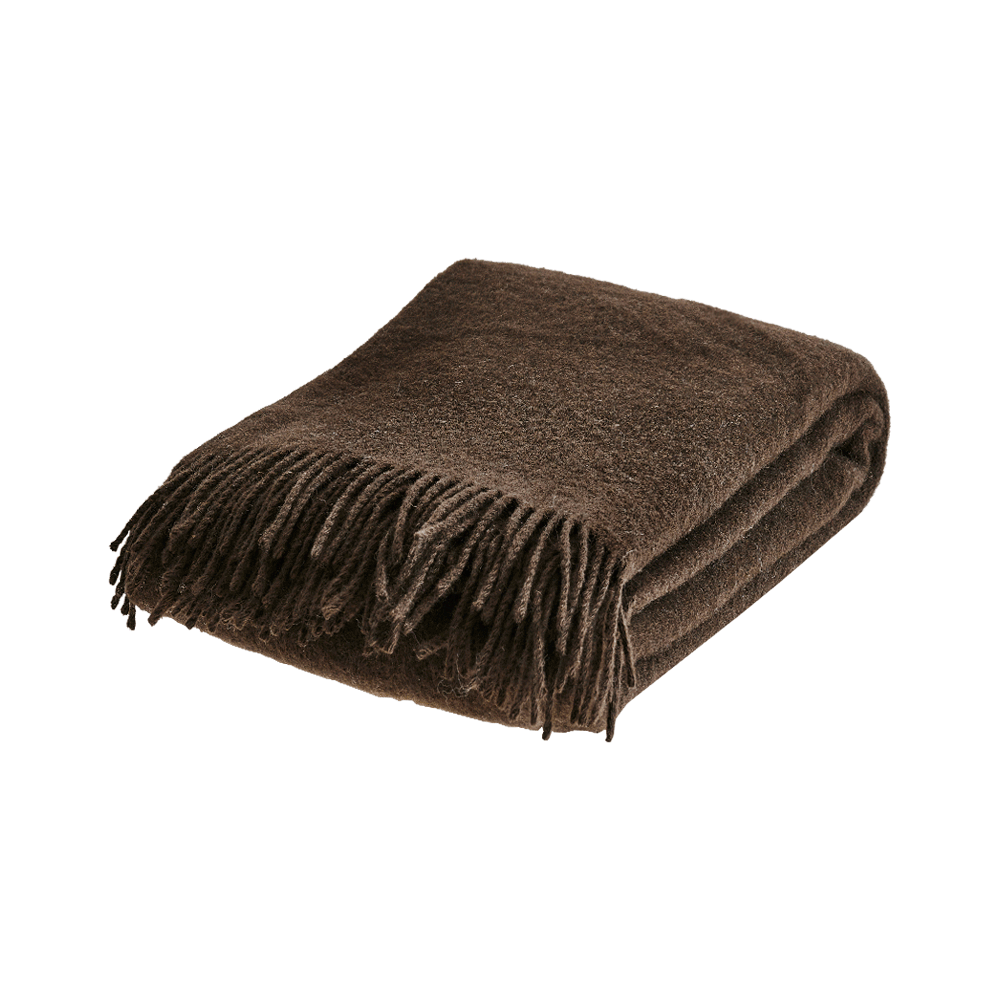 Brun uldplaid fra Night & Day, modellen Solid Nature, i et roligt ensfarvet udtryk