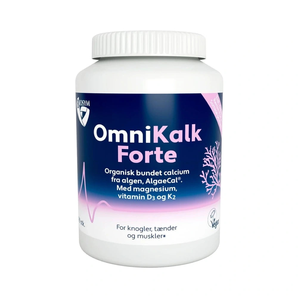 Pakke med Biosym OmniKalk Forte kalktilskud, 90 kapsler