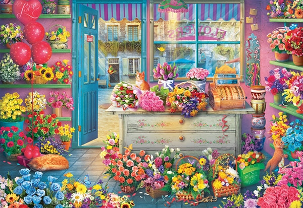 Schmidt puslespil Colourful Flower Shop med 1000 brikker