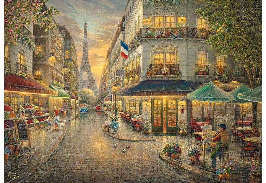 Træpuslespil Paris Café fra Schmidt med 1000 brikker