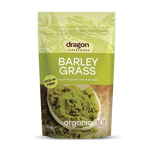 Pakning med Dragon Superfoods økologisk byggræspulver, 150 g