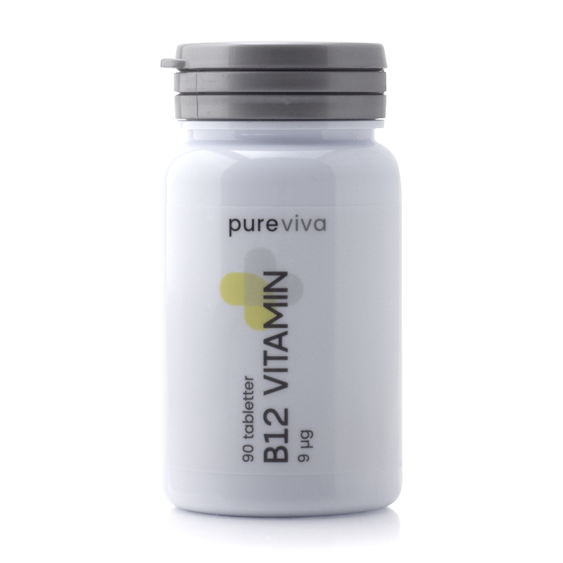 Pureviva B12 vitamin 9 µg, pakke med 90 tabletter