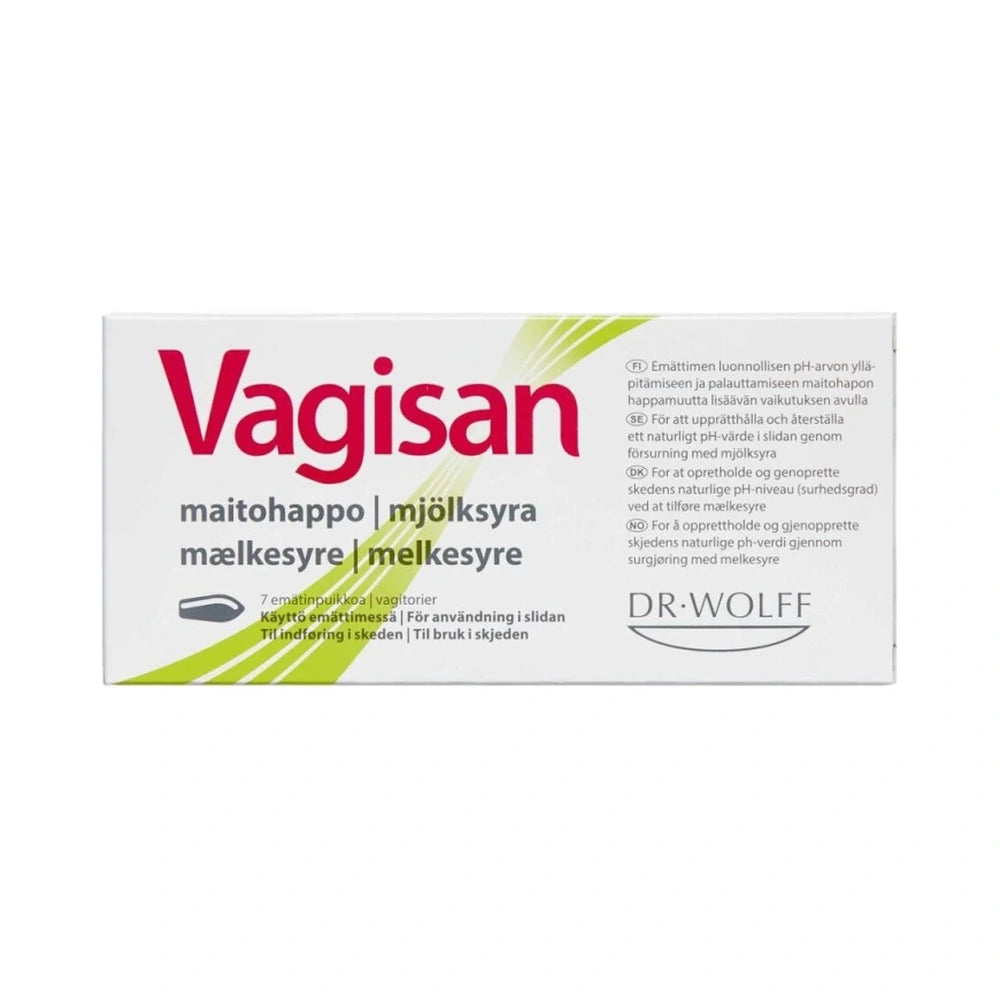 Pakke med Vagisan mælkesyre vagitorier, 7 stk