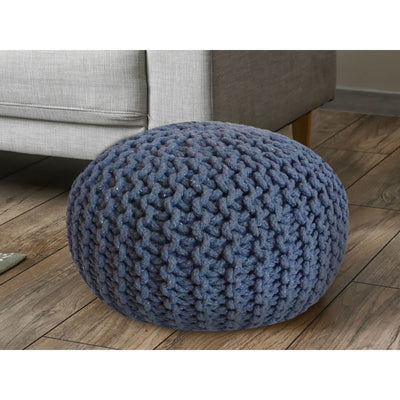 Se tilbud på blågrå puf med 55 cm diameter! Billigt udsalg på strik skammel med høj højde (37 cm). Køb online nu - hurtig levering!