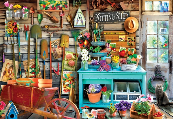 Æske med Eurographics puslespillet The Potting Shed med 1000 brikker