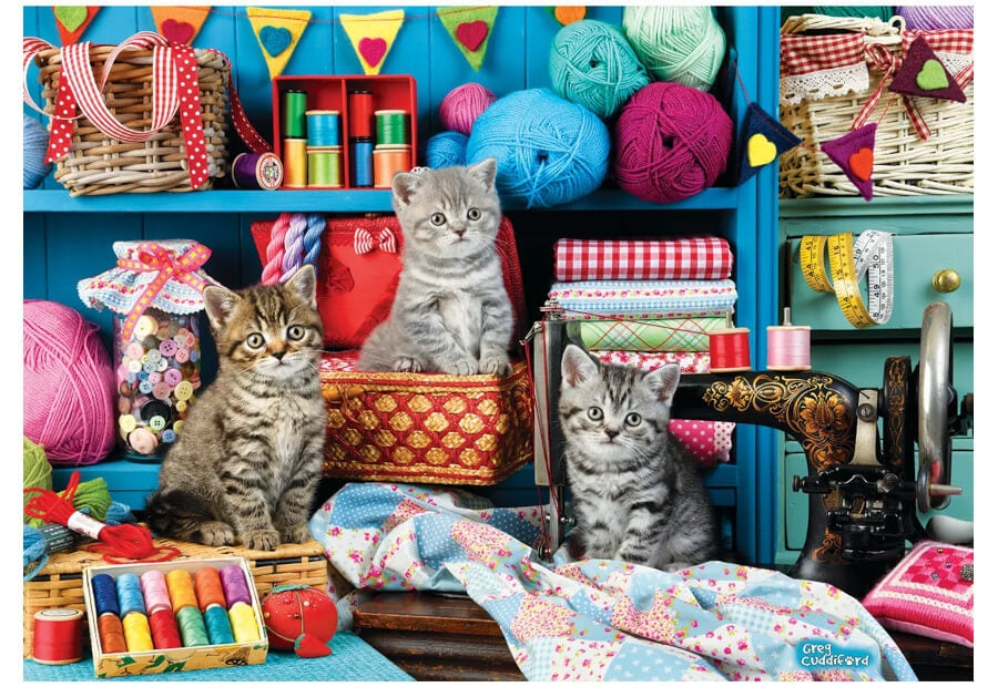 Eurographics puslespil Sewing Room Kittens med 1000 brikker