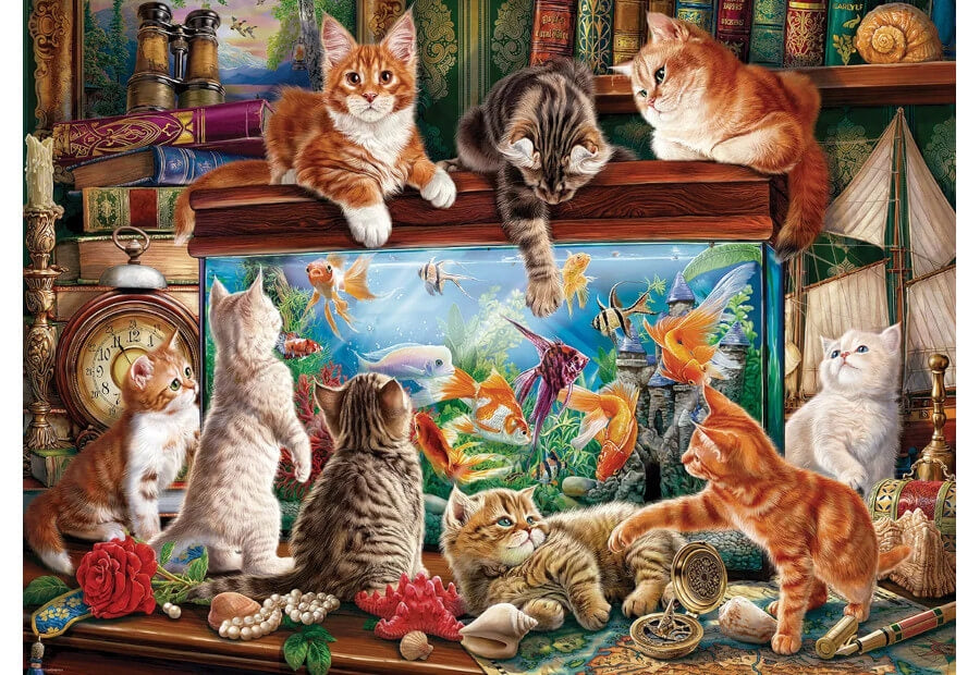 Eurographics puslespil Cats by the Aquarium med 1000 brikker